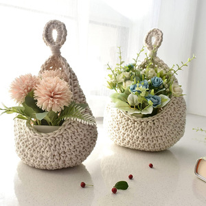 Cesta colgante para armario, decoración de pared Bohemia Retro de invierno, estampado de paja grande para colgantes antiguos negros pequeños, estilo hogar blanco - Product Image 4