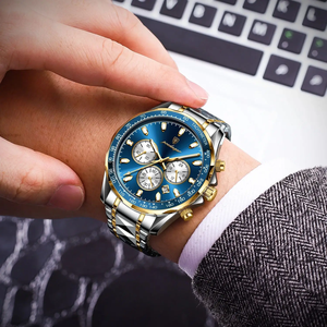POEDAGAR 815 Orologio Sportivo di Lusso da <span class=keywords><strong>Uomo</strong></span>, al Quarzo, Impermeabile, Luminoso, con Data e <span class=keywords><strong>Cronografo</strong></span>, in Acciaio Inossidabile - Product Image 5