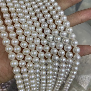 Perlas de Agua Dulce Naturales Sueltas Redondas Blancas de Akoya China AAA de <span class=keywords><strong>8</strong></span>-9 mm, Cuentas con Orificio Completo, Hilo de 16 Pulgadas - Product Image 4
