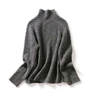 Suéter grueso suelto de nuevo estilo para <span class=keywords><strong>mujer</strong></span>, brisa lánguida, <span class=keywords><strong>cuello</strong></span> <span class=keywords><strong>alto</strong></span>, <span class=keywords><strong>gris</strong></span> <span class=keywords><strong>oscuro</strong></span>, <span class=keywords><strong>cuello</strong></span> <span class=keywords><strong>alto</strong></span>, capa inferior - Product Image 1
