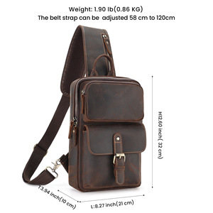 Joyir Bolso de pecho de cuero genuino para hombre, bolso cruzado informal de gran capacidad para viajes de ocio - Product Image 5