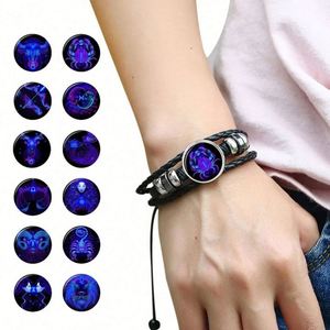 Bracelet à breloques 12 signes du zodiaque, pour hommes et femmes, tressé multicouche, usage quotidien, cadeaux de fête d'anniversaire, comme sur l'image - Product Image 4