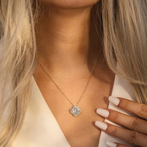 مجوهرات رايننتين LZS09 الفاخرة أربع أوراق البرسيم 8A مكعب الزركونيا الاشتباك طقم مجوهرات الفضة للنساء - Product Image 5