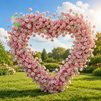 Arche florale artificielle en forme de cœur, roses et hortensias roses, toile de fond florale en forme de cœur pour mariage, fête, événement, décoration de photomaton