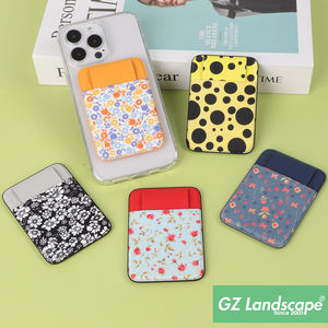 Aimant fort <span class=keywords><strong>à</strong></span> pois floral téléphone dos porte-carte de <span class=keywords><strong>crédit</strong></span> élastique anti-chute flip lycra manches poche pour téléphone - Product Image 2