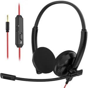 NUBWO HW03 In-line Control Noise Cancelling USB Chat Headset Headphone 3.5mm Computer Headset with Microphone