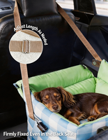 Siège de Voiture Portable Carré pour Animaux de Compagnie avec Appuie-tête Réglable, Housse Amovible et Coussin, Lit de Voyage Extensible pour Chien et Chat