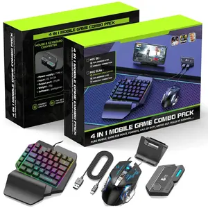 4 in 1 gioco mobile combo pack per PUBG cellulare USB cablato con una mano tastiera Mouse gioco tastiera e Mouse Set Combo