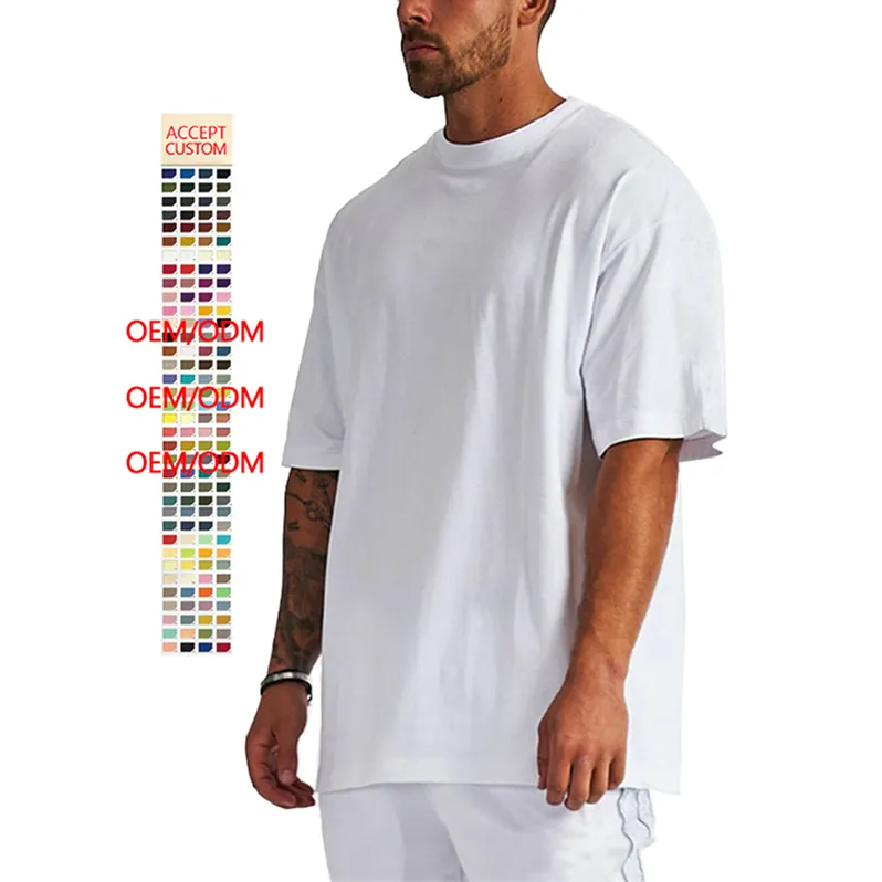 Leer 100% Baumwolle T-Shirt Mode Luxus übergroßen T-Shirt Siebdruck Grafik Stickerei Logo benutzer definierte T-Shirt