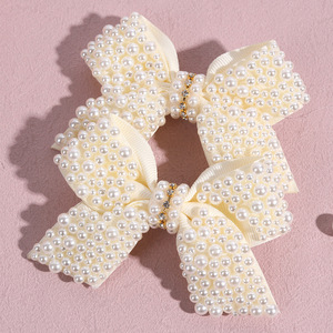 Jepit Rambut Pita Mutiara Berhias Kristal Buatan Tangan, Ikat Rambut Anak Perempuan Kawaii, Jepit Rambut Estetik, Penjepit Rambut Modis untuk Anak Perempuan - Product Image 3