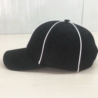 Gorra de Árbitro de Fútbol Oficial Personalizada 100% Algodón, Lisa Negra con Rayas Blancas