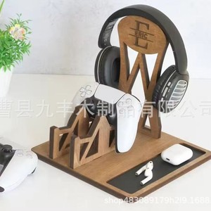 Wooden Gaming Accessory Organizer Solid Wood Desktop <b>Headset</b> <b>Stand</b> Multipurpose Storage Rack For Home Use - Product Image 4