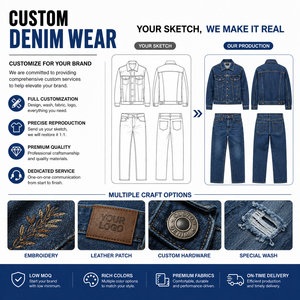Set in Denim Personalizzato dal Produttore, Stile Old School, 100% Cotone Denim, Lavaggio Acido Vintage, Set Due Pezzi in Denim Sbiadito - Product Image 4