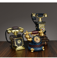 Modèle en gros de statue de téléphone rotative vintage téléphone et ligne de téléphone antique de style ancien minable pour décor de fenêtre de bar de café