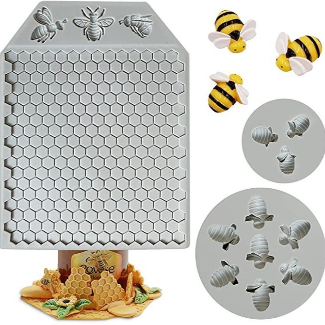 Lot De 2 Moules Silicone 3D Ruche Nid D’Abeille – 27x8 Cm, Idéal Chocolat, Fondant, Savon, Argile & Décoration Gâteaux