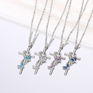 CAOSHI animale <span class=keywords><strong>farfalla</strong></span> intorno al Design argento placcato croce ciondolo collane per le donne festa di moda più colori CZ collane - Product Image 5