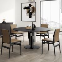 Table et chaises de salle à manger rondes de style nordique moderne pour petite famille 6/8 personnes, mobilier de luxe léger en métal