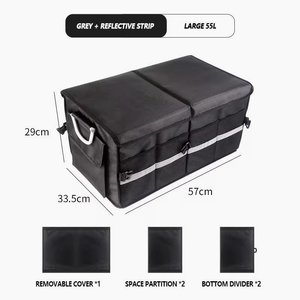 Caja de Almacenamiento Plegable de Gran Capacidad para Maletero de Auto, Impermeable, de Oxford 1680D, 57*33.5*29cm, Color Negro/Gris, Marca OEM CN01 - Product Image 2