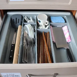 DIY Plastic Cutlery Tray Kitchen Cabinet Drawer Organizer Kitchenware Partition Plate Divider Tray