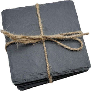 Wholesale Waterproof European Style Set Hexagon Square Circle Heart Black <b>Slate</b> Coasters Bulk Offset Printed Promotions - Product Image 5