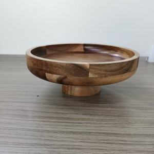 Cuenco para servir ensalada de frutas ecológico de madera de acacia pulida de alta calidad, Pedestal clásico para hoteles, restaurantes, fiestas - Product Image 4