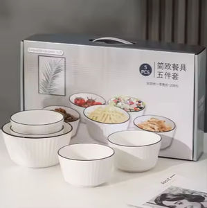 Vaisselle en céramique blanche pure en gros, bols et assiettes, service de table pour la maison - Product Image 4