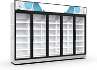 Réfrigérateur vertical à 5 portes vitrées pour boissons, refroidissement par air, en acier inoxydable, portable, pour usage commercial
