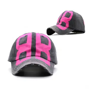Gorra de béisbol desgastada deportiva para hombre, Logo personalizado, 6 paneles, bordada