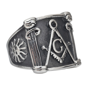 Men's Freemason Logo Stainless Steel <b>Ring</b> 21MM Vintage <b>Cross</b> Design Gift Jewelry - Product Image 5