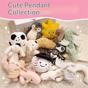 Porte-clés pendentif plat en forme de cornes de balle Jelly Fun, décoration de sac, jouet en peluche, cadeau, rembourré en coton PP, emballage en filet, unisexe, vente en gros - Product Image 3