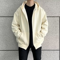 Sweat à capuche imprimé bouffant unisexe 100% en coton personnalisé Streetwear d'hiver surdimensionné de style Hip Hop zippé avec logo à l'avant
