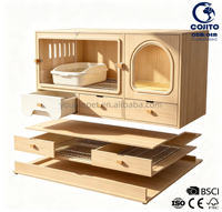 Mobilier pour chat moderne et durable en bois, meuble de salon intérieur de luxe avec bac à litière dissimulé, condo multifonctionnel pour animaux de compagnie