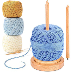 Wooden Yarn Rack Magnetic Rotating Spool With Phone Holder <b>Crochet</b> <b>Hook</b> Knitting Supply Craft Tools Desktop Organizer - Product Image 1