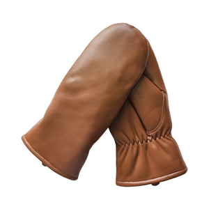 Cognac extérieur coupe-vent Super chaud véritable cisaillement fourrure d'agneau doublé vraie peau de <span class=keywords><strong>mouton</strong></span> <span class=keywords><strong>mitaine</strong></span> longue robe gants en cuir pour les femmes - Product Image 3