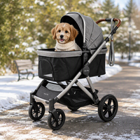 Poussette pour chien robuste 2026, capacité 40 kg, pliage à un bouton, en alliage d'aluminium, transport portable pour animaux de compagnie