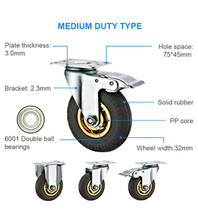गर्म बिक्री औद्योगिक 3-8 इंच P+ धातु पॉलीप्रोपाइलीन कैस्टर व्हील डबल बॉल के साथ कुल लॉक ब्रेक 90-200 किलोग्राम भार भार - Product Image 2