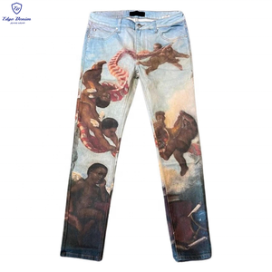 Cạnh Denim Tùy Chỉnh Đầy Đủ Sét Màn Hình In Kỹ Thuật Số Người Đàn Ông Denim Người Đàn Ông Của Quần Jean Ánh Sáng Màu Xanh Thẳng Chân - Product Image 1