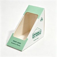 Boîte à sandwich en papier avec fenêtre et logo personnalisé, emballage alimentaire imprimé sur mesure pour boulangerie, café, à emporter