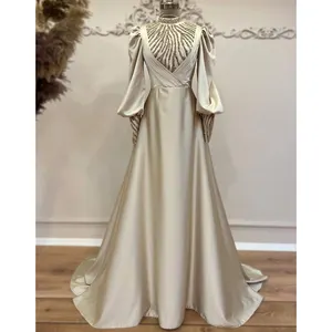 Индивидуальный заказ OEM ODM исламское свадебное платье мусульманские Сатиновые скромные свадебные платья мусульманские Вечерние платья для женщин