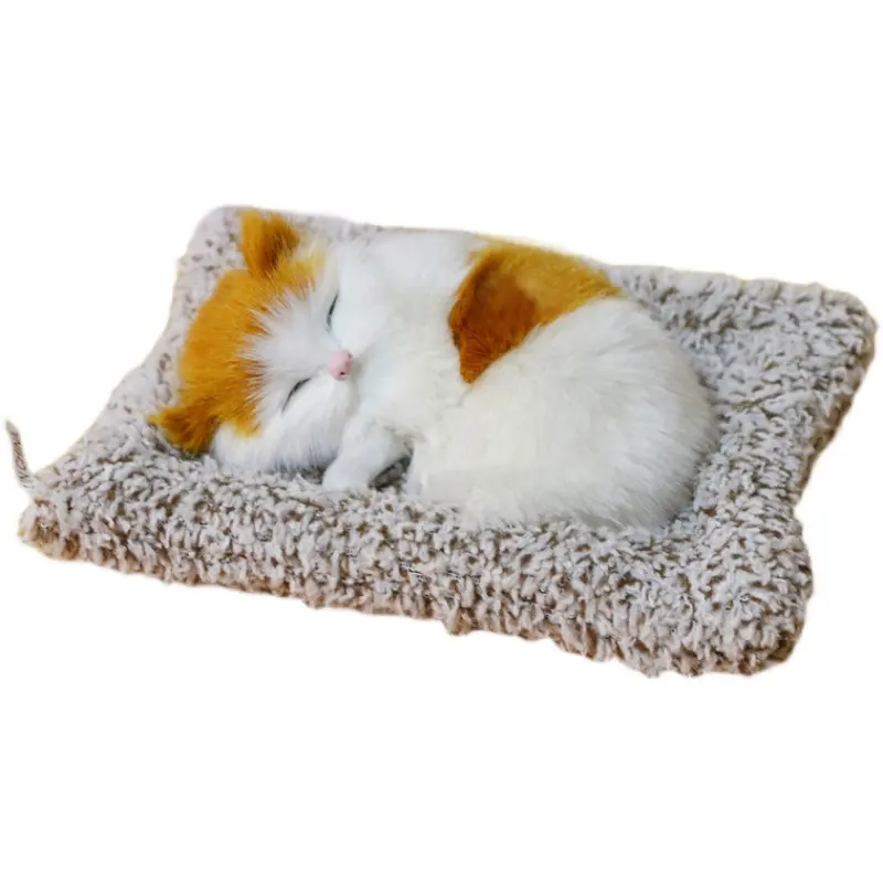 La vie comme un chat dormant jouet pour enfants modèle de chat statique modèle de voiture décoration de bureau tapis de charbon de bambou Simulation d'animal de compagnie endormi