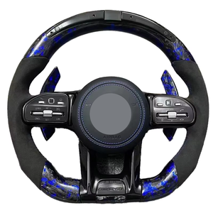Volant en cuir pour <span class=keywords><strong>Mercedes</strong></span> Benz <span class=keywords><strong>AMG</strong></span>, pour les classes <span class=keywords><strong>C</strong></span>, E, S, W205, W213, W156, W166, W167, W222, E63 - Accents en fibre de carbone - Product Image 1