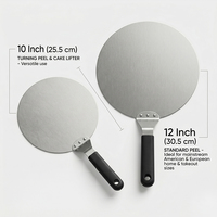 Pelle à pizza ronde en acier inoxydable de 10 et 12 pouces, outil de retournement pour four à pizza, accessoire de pâtisserie, lève-gâteau en métal