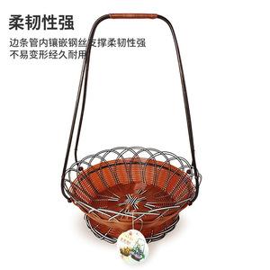 <b>Plastic</b> Imitation Rattan Woven Fruit <b>Basket</b> Circle Stackable Storage <b>Basket</b> For Neatening Fruit Platter - Product Image 4