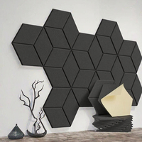 Panneaux acoustiques en feutre PET hexagonaux, fibres de polyester, résistants au feu, décoration 3D, absorption acoustique, pour la décoration intérieure d'hôtels et d'appartements