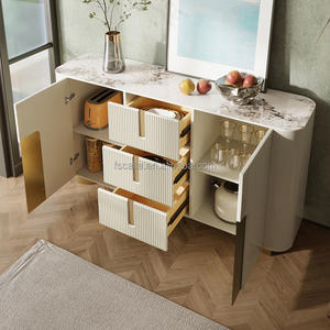 Luxe haut de gamme crème bois marbre buffet armoire arche tiroir buffet vaisselle moderne cuisine salle à manger meubles thé armoires - Product Image 2