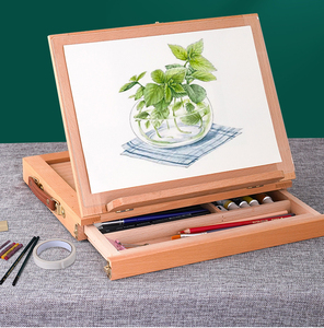 Chevalet de table <span class=keywords><strong>en</strong></span> <span class=keywords><strong>bois</strong></span> Boîte de chevalet d'artiste portable Chevalet de table de bureau réglable avec tiroir de rangement et <span class=keywords><strong>palette</strong></span> - Product Image 3