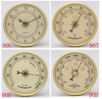 Horloge à insérer en laiton/aluminium de 90mm avec base en bois Horloges de bureau/table circulaires modernes pour cadeaux de Noël et d'anniversaire