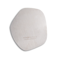 Mini miroir compact de vanité gravé au laser en argent de forme irrégulière avec pochette en PU