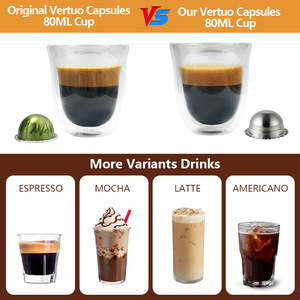 Capsules de café réutilisables en acier inoxydable avec filtre en silicone pour dosettes compatibles Nestl Vertuo, usage familial - Product Image 4