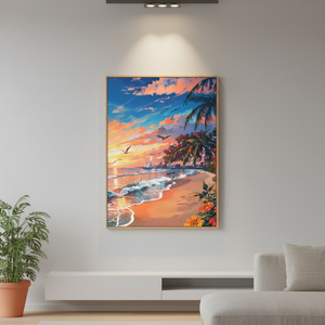 Pintura por Números Personalizable <span class=keywords><strong>con</strong></span> Diseño de Flores y Atardecer junto al Mar, Kit de Pintura en <span class=keywords><strong>Lienzo</strong></span> para Decoración del Hogar - Product Image 2